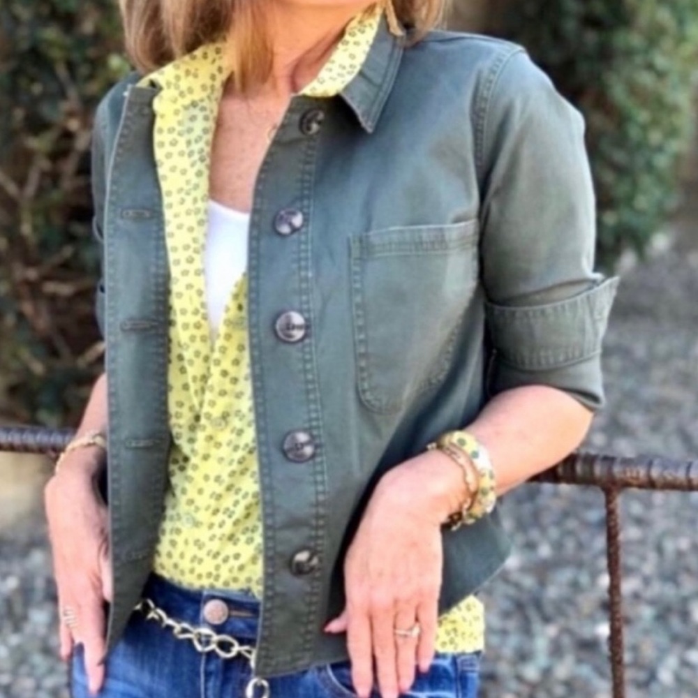CAbi Crossroads Utility Jacket Army Green Sm